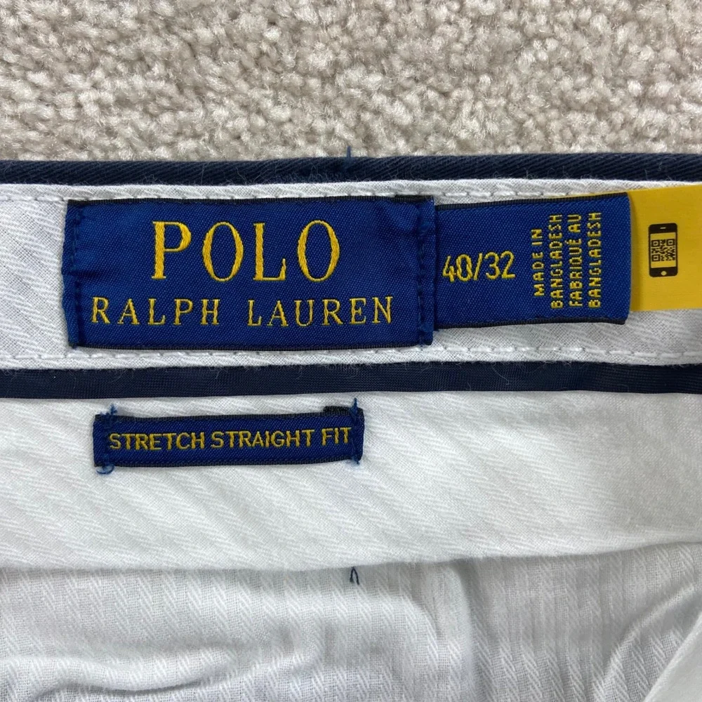 Polo Ralph Lauren Pants Mens 40 Blue Stretch Straight Fit Chino Trousers